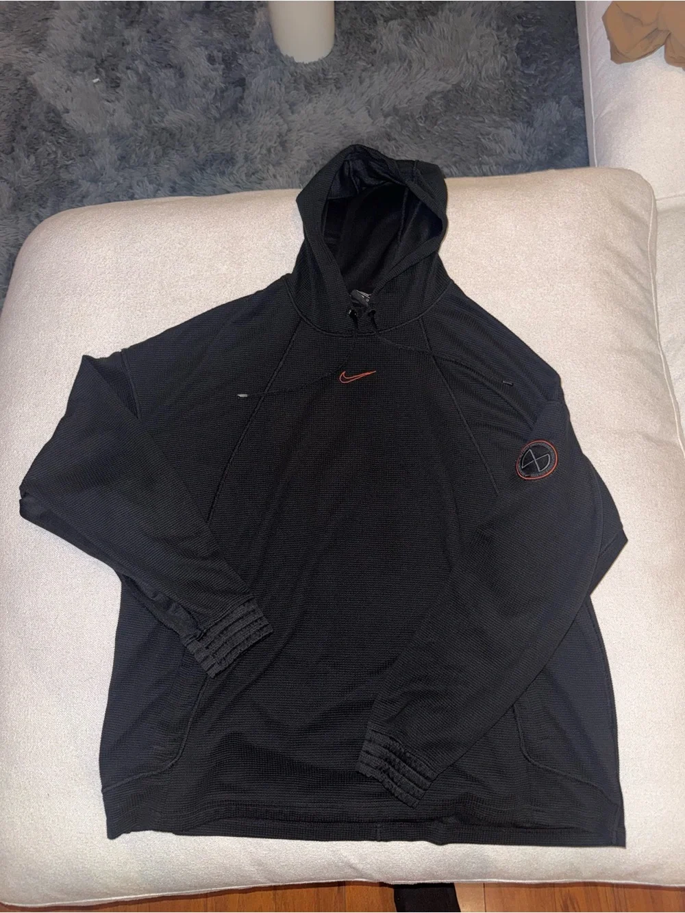 Nike Dri-Fit Men’s Black Hoodie Jacket with Red Swoosh